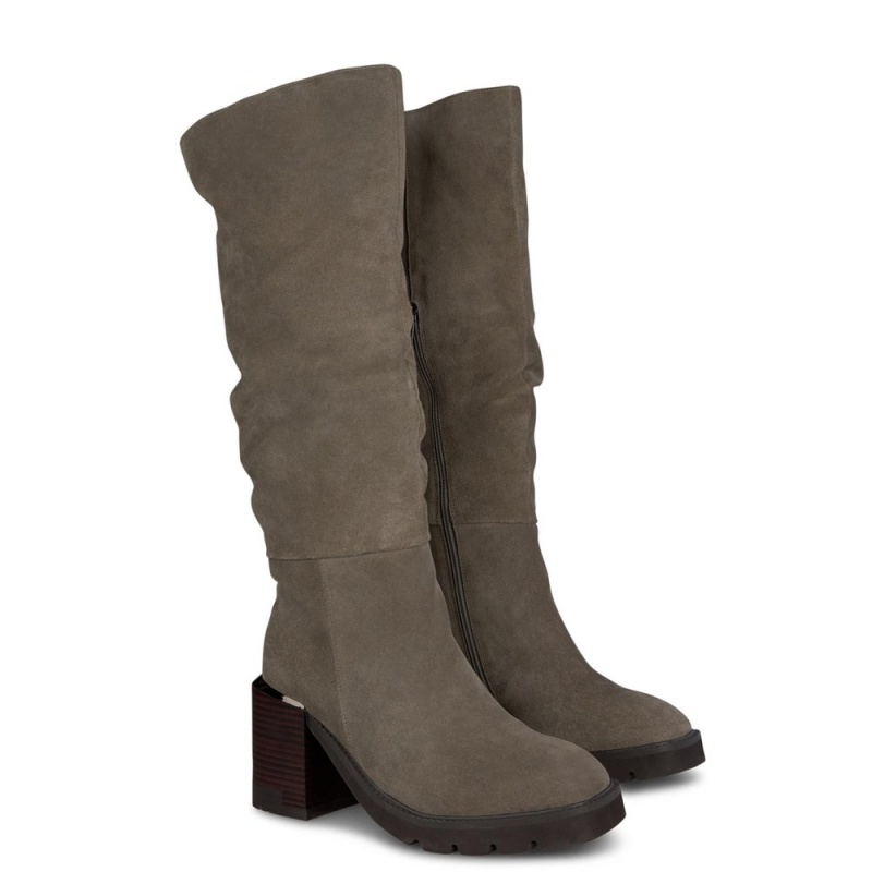 Bottes à Talons Alma En Pena Cuir Bleu Marine Femme | ZHT-51866283